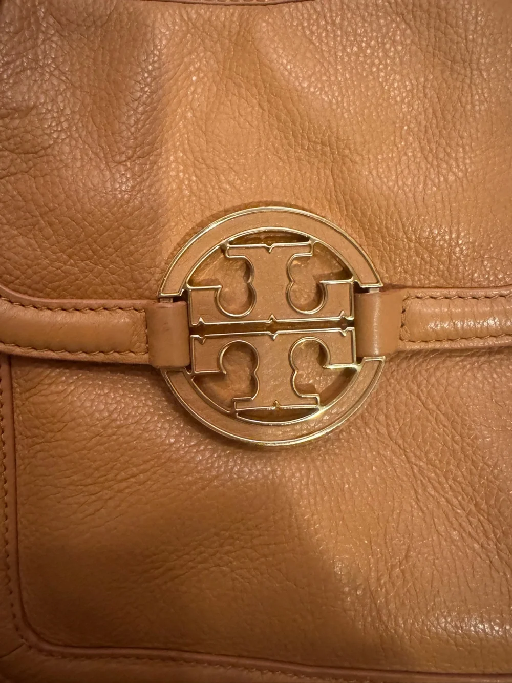 Tory Burch Amanda Beige Leather Tote with Gold Hardware